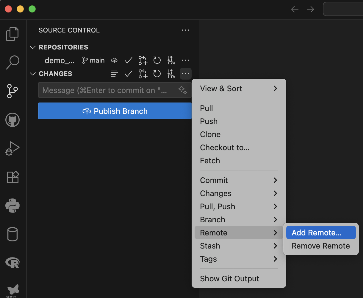 Add remote in VS Code