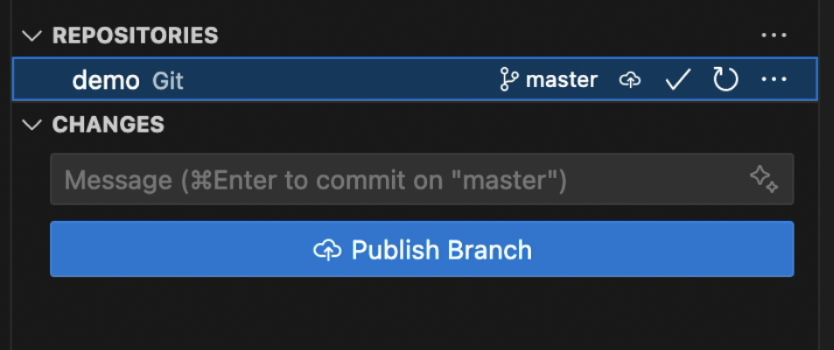 Push menu in VS Code