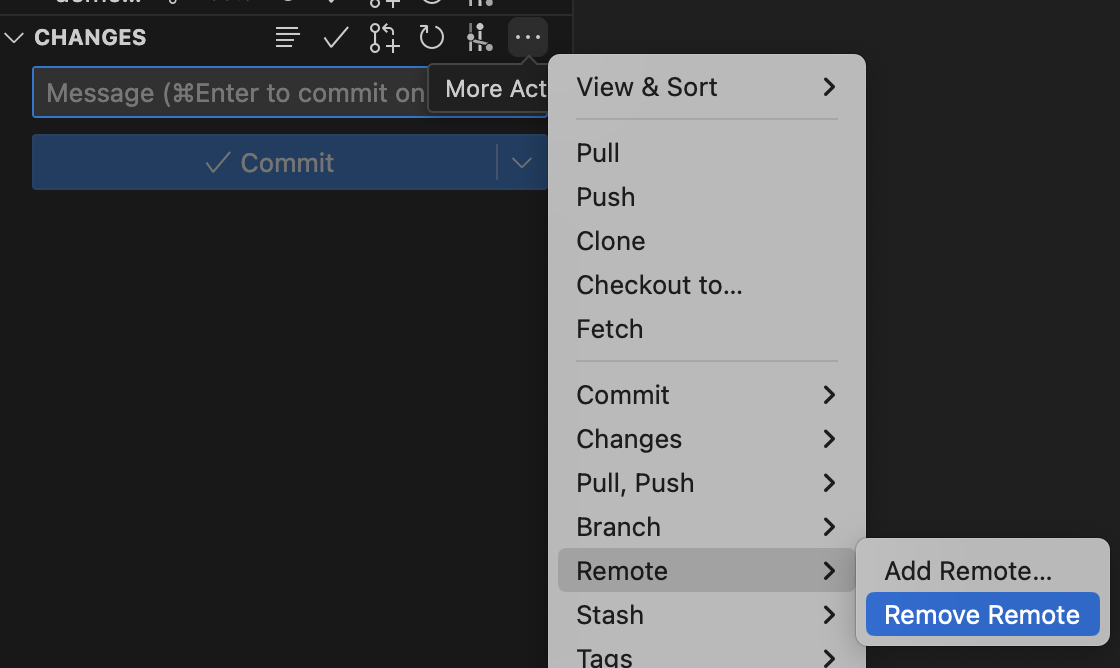 Remove remote in VS Code