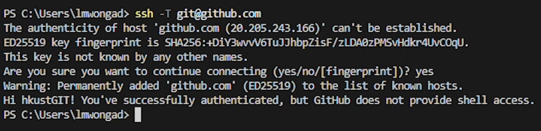 The output if setup successfully