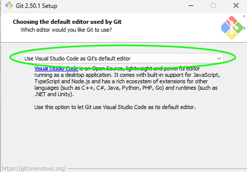  Screenshot on git install setup on Windows